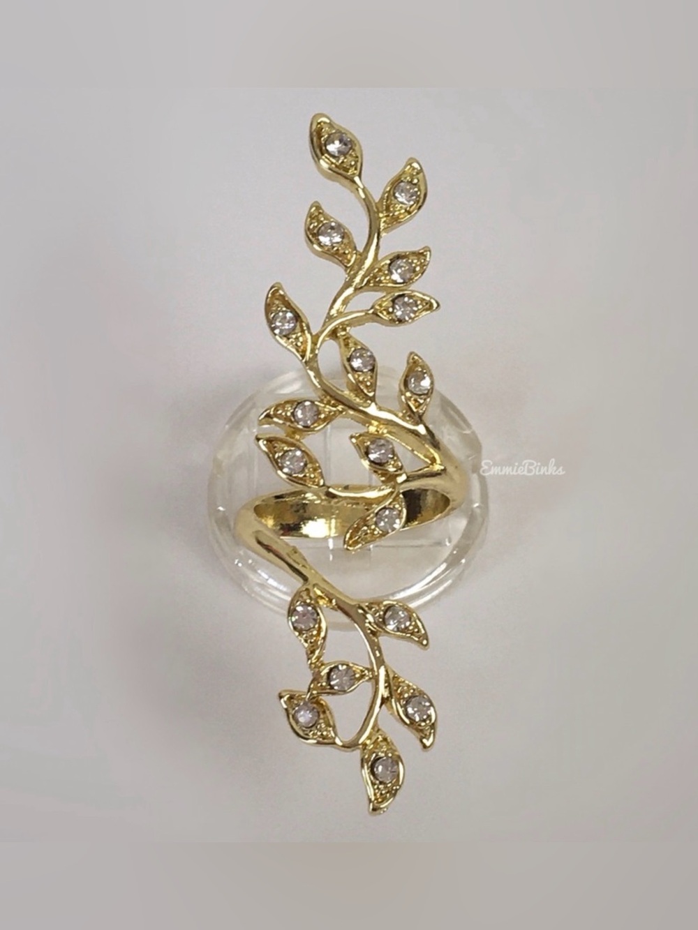 💥3/$28 Bohemian Rhinestone Accented Leaf Statement Ring ~ Olive Branch Vine - Picture 8 of 11